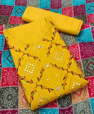 Ishika Creation Cotton Blend Embellished Kurta & Churidar Material
