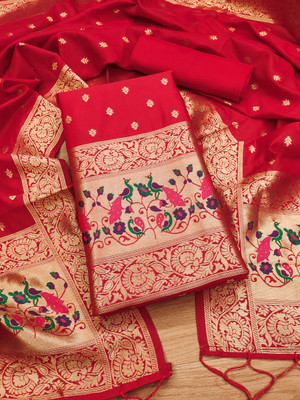 LeeliPeeri Designer Cotton Silk Embellished Salwar Suit Material