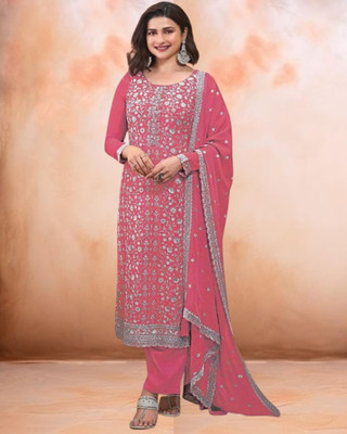Dealbazaars Corporation Silk Blend Embroidered, Embellished, Self Design Salwar Suit Material