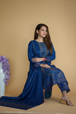 STSHAWLS Acrylic Blend Floral Print Kurta & Palazzo Material