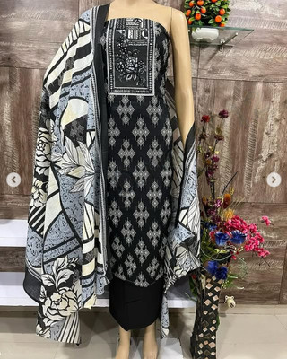 Meghdoot Textiles Pure Cotton Floral Print, Chevron/Zig Zag Salwar Suit Material