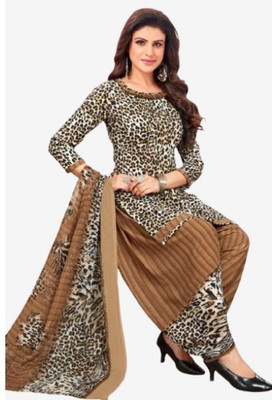 EverEthnic Cotton Blend Printed Salwar Suit Material