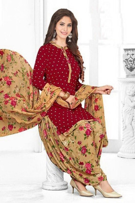 ALSHOP Crepe Self Design Salwar Suit Material