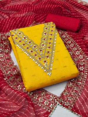 HouseOfCommon Chanderi Embroidered Salwar Suit Material