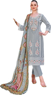 DRAVINAM Trends Pure Cotton Embroidered Salwar Suit Material