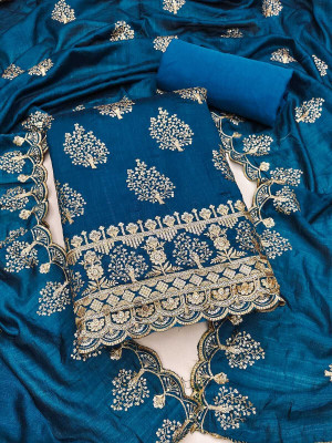 HouseOfCommon Silk Blend Embroidered Salwar Suit Material