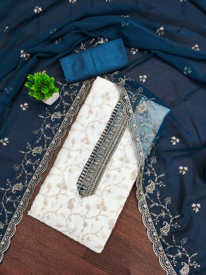 ShopGlobal Georgette Embroidered Salwar Suit Material