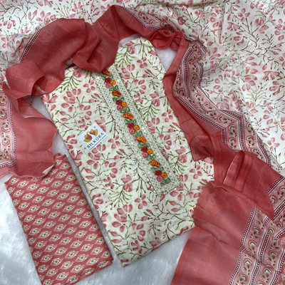 SILKORA Pure Cotton Self Design Salwar Suit Material