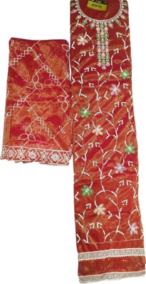N S Collection Art Silk Embroidered Salwar Suit Material