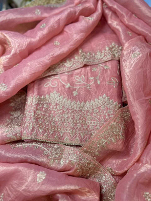 Hiti Creations Silk Blend Embroidered Salwar Suit Material