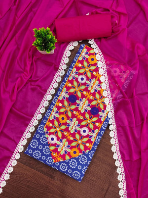 Ethnic Junction Cotton Blend Embroidered Salwar Suit Material