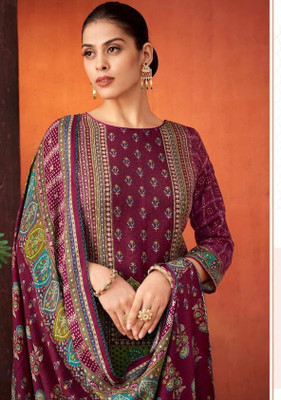 NAWABI COLLECTION Wool Geometric Print Salwar Suit Material
