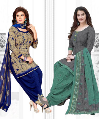 THIRA Crepe Solid, Printed Salwar Suit Material