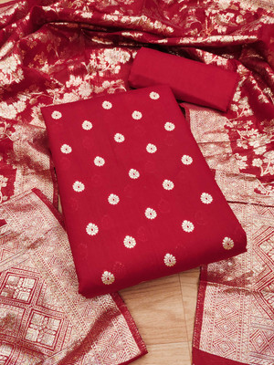 PANZORA Chanderi Embroidered Salwar Suit Material