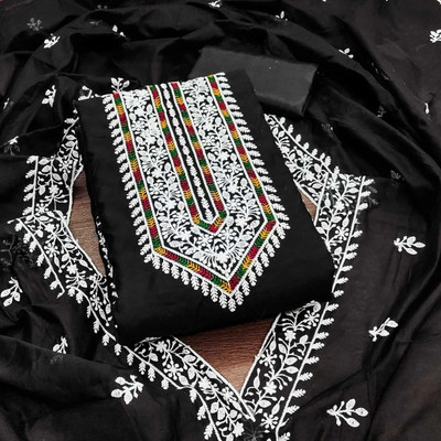 RUDRAA FAB Cotton Blend Embroidered Salwar Suit Material