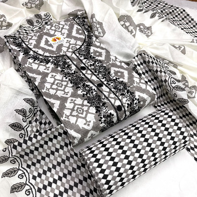 SILKORA Pure Cotton Self Design Salwar Suit Material