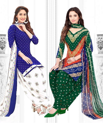 Priyashi Crepe Solid, Printed, Geometric Print Salwar Suit Material
