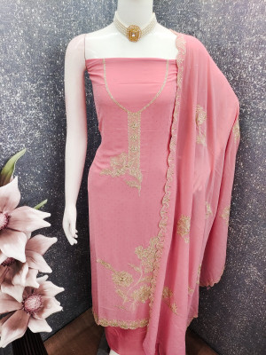 Shree Meladi Pure Silk Embroidered, Embellished Salwar Suit Material