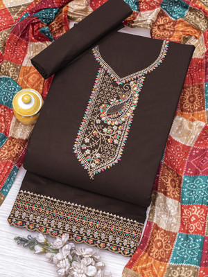 GFASHION Cotton Blend Embroidered Salwar Suit Material
