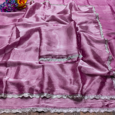SHUBHDRASHTI NX Embellished Bollywood Jimmy choo Saree(Pink)