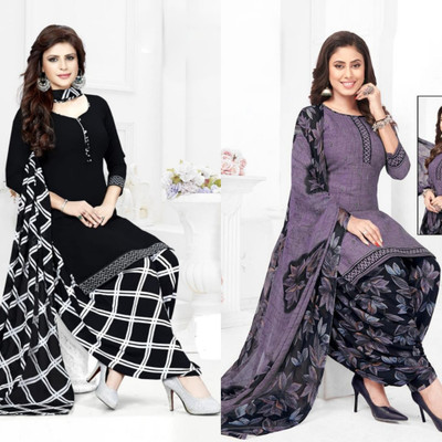 HK ETHNICSTORE Crepe Printed Kurta & Patiyala Material