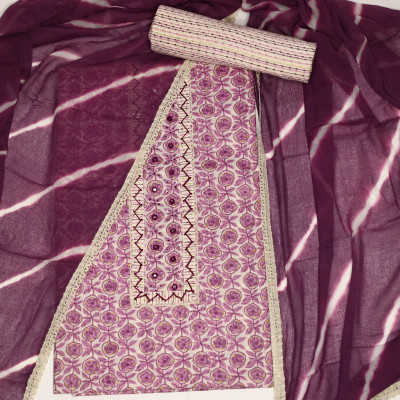 tavgun Cotton Blend Printed Kurta & Palazzo Material