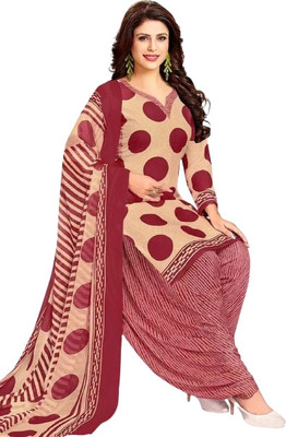 HE VAHLA Crepe Solid, Printed Salwar Suit Material