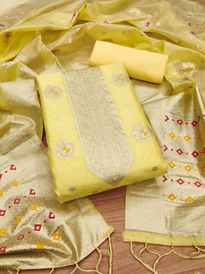 PandadiSaree Organza Embellished Salwar Suit Material