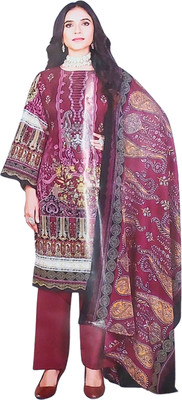 ZingMe Cotton Blend Printed, Self Design Salwar Suit Material