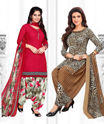 THIRA Crepe Solid, Printed Salwar Suit Material