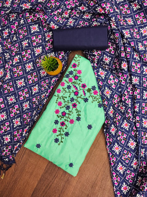 PANZORA Cotton Blend Embroidered Salwar Suit Material