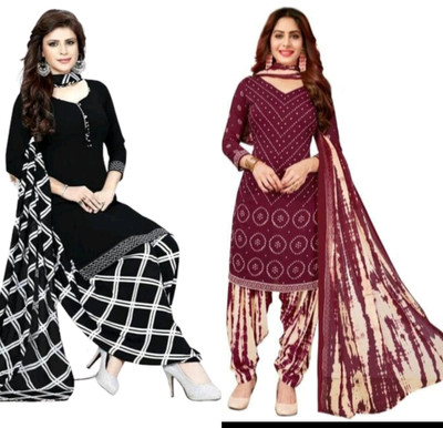 HK ETHNICSTORE Crepe Printed Kurta & Patiyala Material