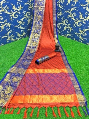 Varni Enterprise Woven Banarasi Jacquard, Cotton Silk Saree(Multicolor)