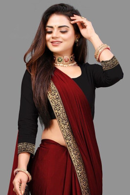 ENCLIQ Lycra Blend Solid, Self Design Blouse Material