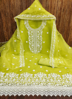 M FASHION Organza Embroidered Salwar Suit Material