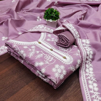 NIDHI'S FASHION Silk Blend Embroidered Salwar Suit Material