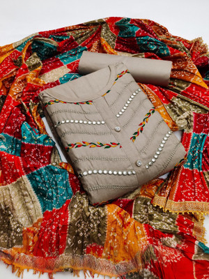 Hani synthetics Cotton Blend Embellished Salwar Suit Material