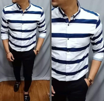Avdhut Enterprise Cotton Blend Striped Shirt & Trouser Fabric