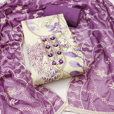 manvaa Cotton Blend Self Design Salwar Suit Material