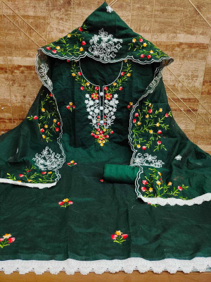 Kaan Chanderi Embellished Salwar Suit Material