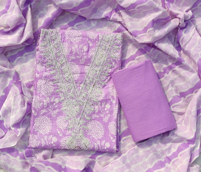 ABODH COLOURS Pure Cotton Embroidered, Printed, Self Design Salwar Suit Material