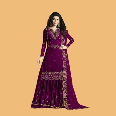 DEVAANSHFAB Net/Lace Embroidered Gown/Anarkali Kurta & Bottom Material