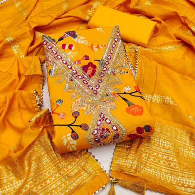 BlissFlair Cotton Silk Embroidered Kurta Fabric