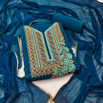 SHREE HARI FAB Satin Embroidered Kurta & Churidar Material