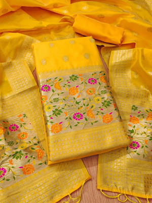 PandadiSaree Cotton Silk Embellished Salwar Suit Material