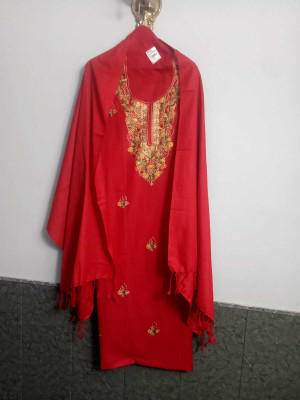 Mem ji creations Wool Embroidered Salwar Suit Material