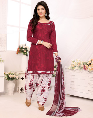 AKFABRICHOUSE Crepe Printed Salwar Suit Material