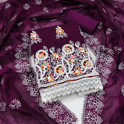 Tasrika Cotton Blend Embroidered Salwar Suit Material