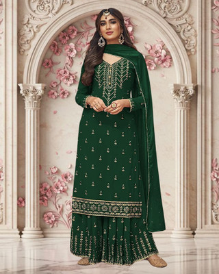 Dealbazaars Corporation Georgette Embroidered, Embellished, Self Design Kurta & Sharara Fabric