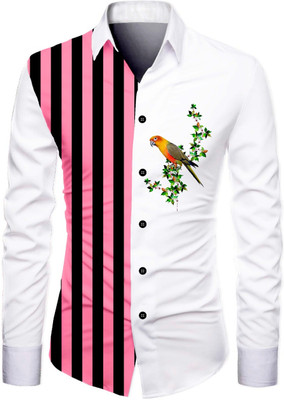 AviraEnterprise Men Printed Casual Pink Shirt